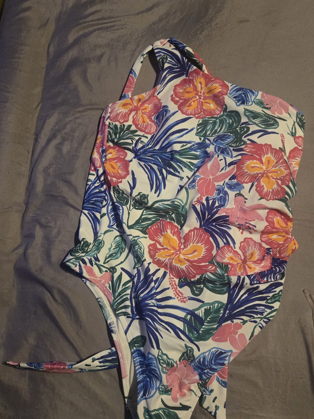 VENUS White Floral One-Piece Swimsuit with Pink & Blue Blooms